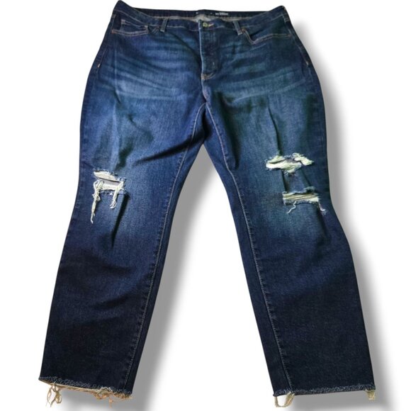 Old Navy jeans womens 18 OG Straight High-rise distressed button-fly raw-hem - Picture 1 of 10